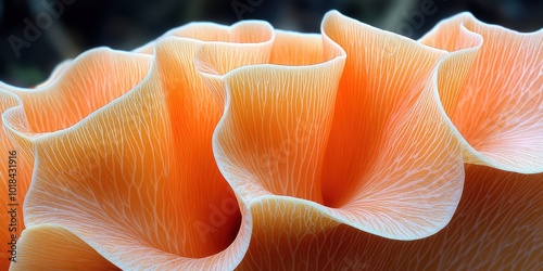 Intricate Veins of a Peach-Colored Flower Petal Unfurling