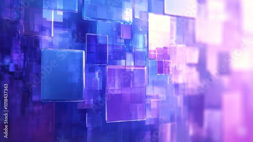 Neon abstract background consisting of squares and rectangles of various sizes. AI generated images