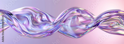 Abstract purple waves with a transparent glassmorphism design. Themes of motion, futuristic, modern aesthetics photo