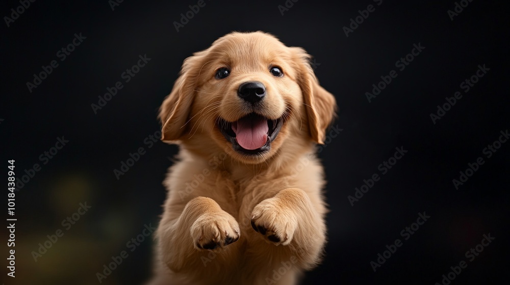 Golden Retriever Puppy Joy: A heartwarming image of a golden retriever puppy, paws raised in playful anticipation, with a wide, toothy grin. Golden Retriever Puppy Joy: A heartwarming image of a golden retriever puppy, paws raised in playful anticipation, with a wide, toothy grin.