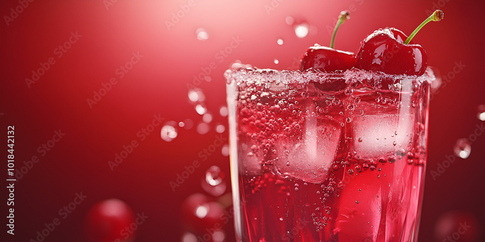 Cherry Splash: Vibrant Cherry Drink with Dynamic Splash Cherry Splash: Vibrant Cherry Drink with Dynamic Splash