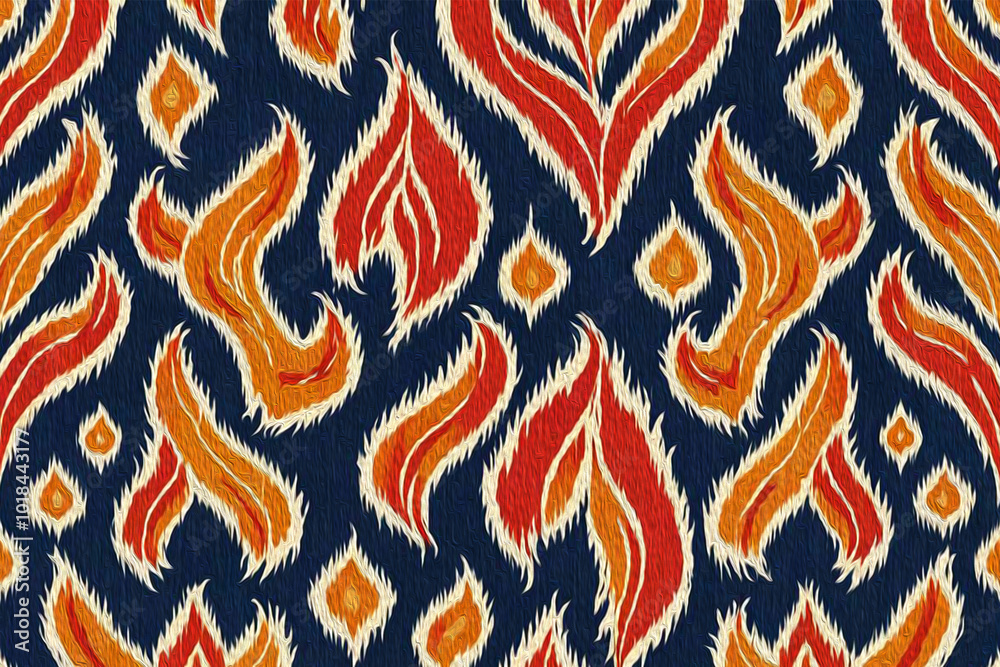 Fototapeta premium Oil painting . Abstract background in Ikat technique . Printable pattern for wall decorations.