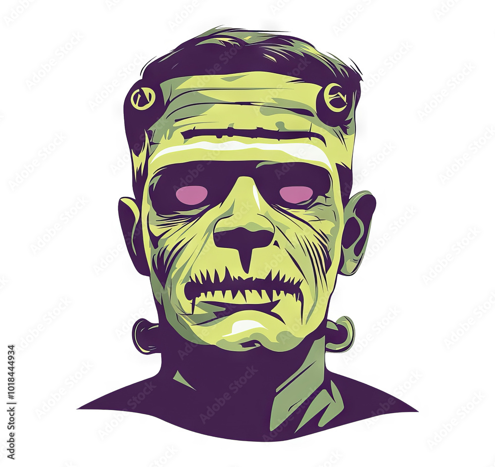 Fototapeta premium Frankenstein Illustration with Transparent Background for Halloween Designs and Overlays