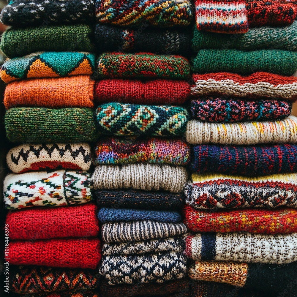 Stack of Colorful Knitted Sweaters Stack of Colorful Knitted Sweaters