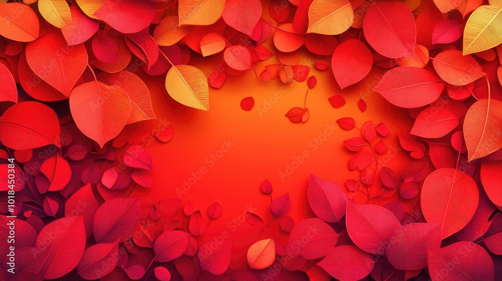 Vibrant red leaves in an autumnal pattern Bright red foliage in a fall design Vibrant red leaves in an autumnal pattern Bright red foliage in a fall design