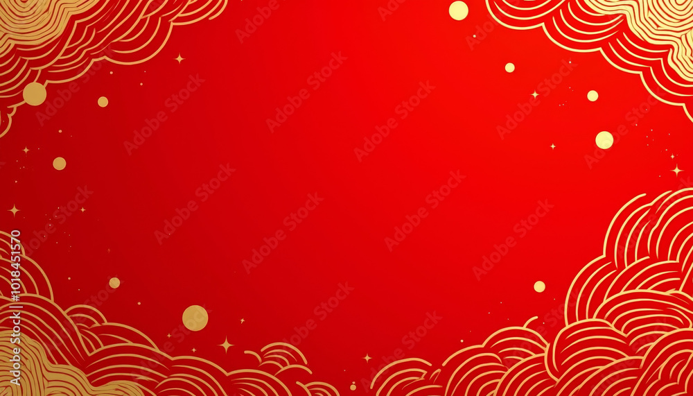 Red and Gold Cloud Pattern on Chinese Background Red and Gold Cloud Pattern on Chinese Background