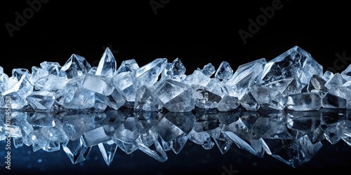 Ice shards in tilted angle against black background
