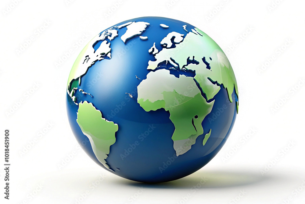 Naklejka premium Minimalist illustration of a sleek globe,isolated on white background