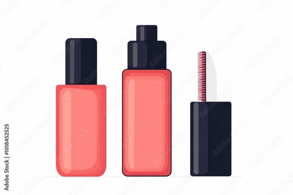 Flat clean icon set featuring a nail polish bottle hand lotion bottle and nail file all grouped together on a clean white background Flat clean icon set featuring a nail polish bottle hand lotion bottle and nail file all grouped together on a clean white background