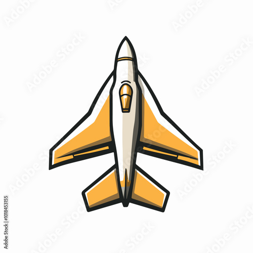 Illustration of a military fighter jet on a white background. Air force.