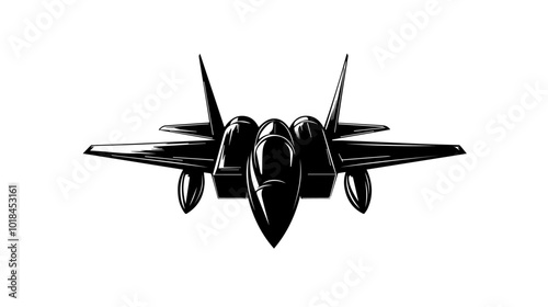 Illustration of a military fighter jet on a white background. Air force.