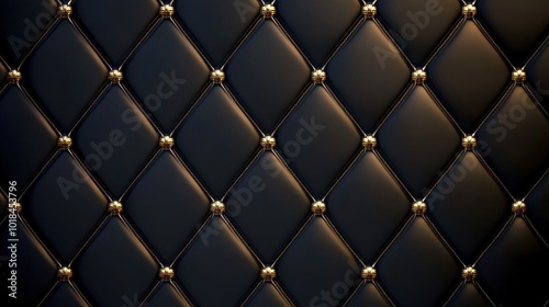 Black Leather Upholstery with Golden Studs