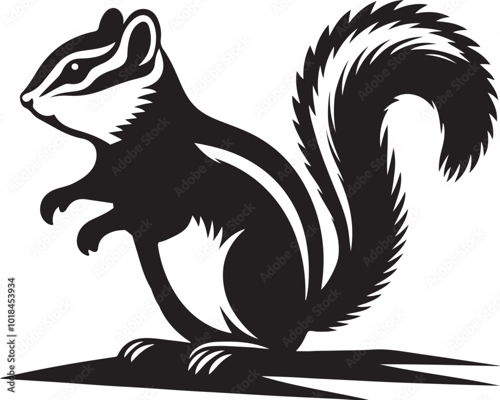 A chipmunk silhouette vector on white background A chipmunk silhouette vector on white background