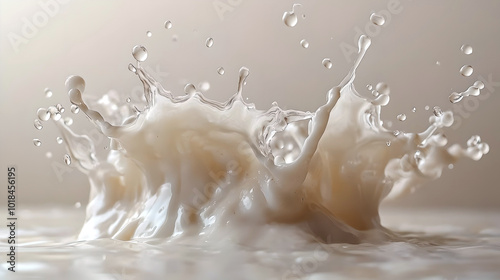 Splash of Milk with Water Droplets in Background