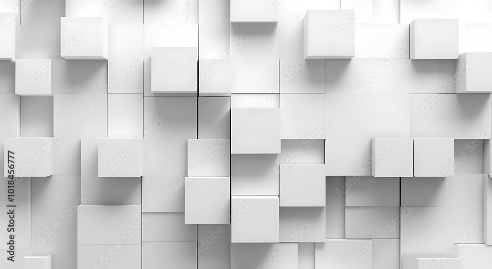 3D-rendered pattern of white cubes for use in graphic design and web backgrounds.