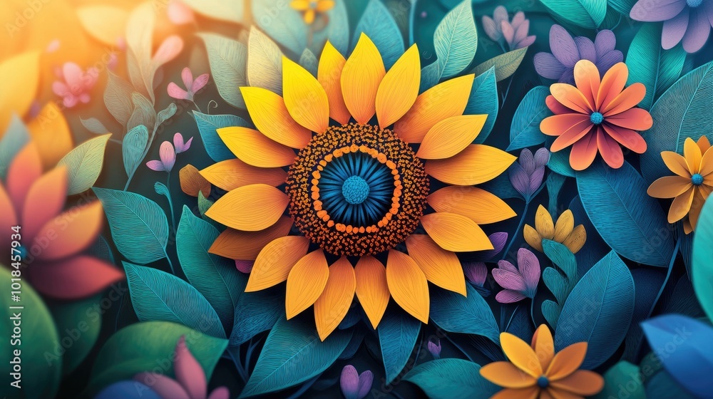 Vibrant sunflower in full bloom surrounded by the refreshing air of a spring morning Bright sunflower blooming in a spring setting Vibrant sunflower in full bloom surrounded by the refreshing air of a spring morning Bright sunflower blooming in a spring setting