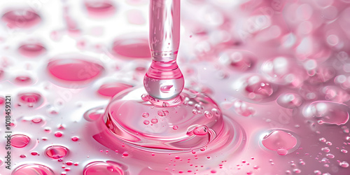 Delicate Pink Water Droplets on Smooth Surface