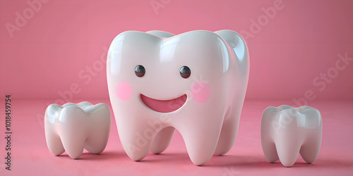 Cute Cartoon Tooth Character with Friends