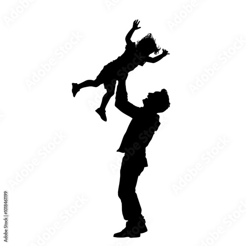 Father's Day Silhouettes Clipart Vector Illustration