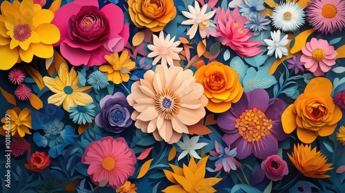 Wallpaper Mural Vibrant floral display with various blossoms in a picturesque natural setting Colorful flower arrangement in a beautiful natural environment Torontodigital.ca