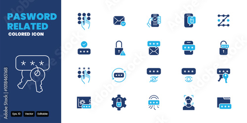 pasword related colored icon vector design good for web and mobile app