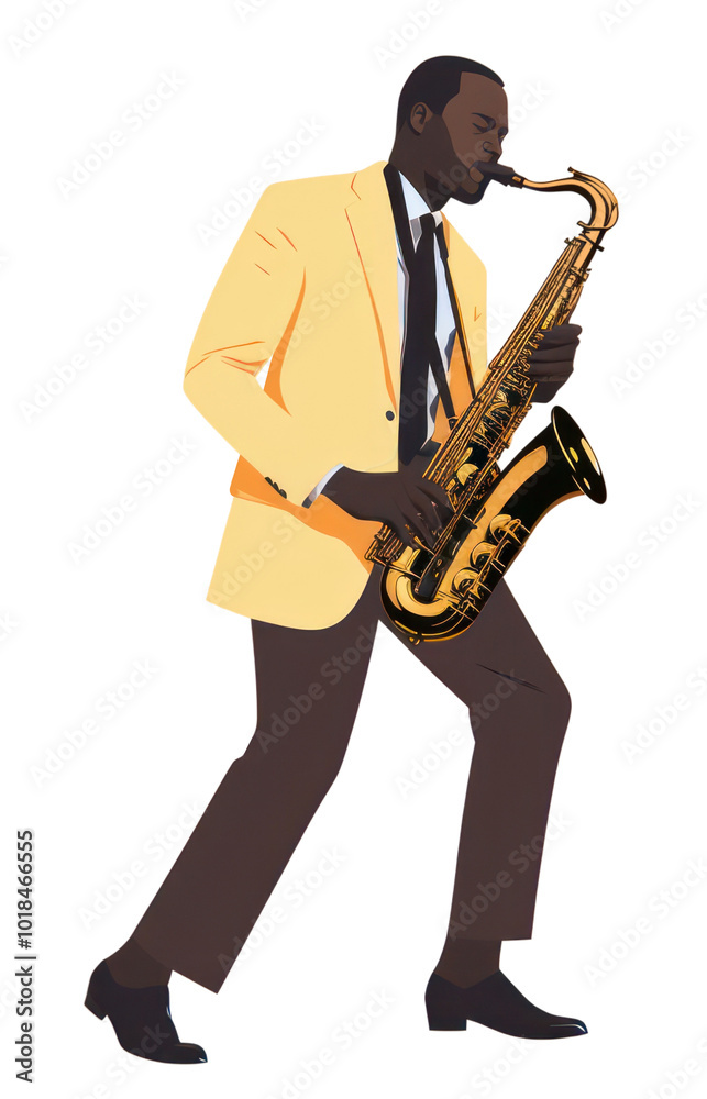 Fototapeta premium PNG African american Saxophonist saxophonist saxophone music.