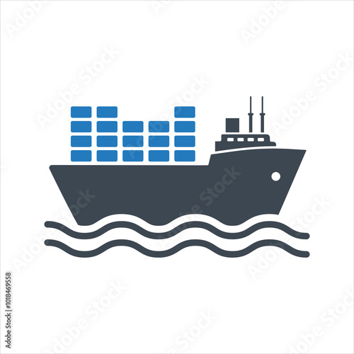 Cargo ship icon. Ship icon