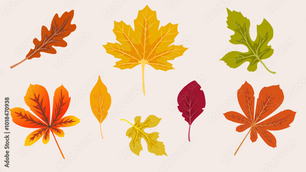 Hello, Autumn. Set of autumn leaves. Template for the design of banners, posters, advertising, postcards, sales. Vector Hello, Autumn. Set of autumn leaves. Template for the design of banners, posters, advertising, postcards, sales. Vector