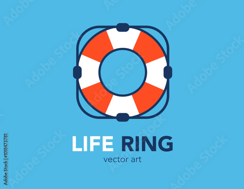 Life Preserver Clip Art Isolated. A detailed red and white life preserver naval safety device isolated.