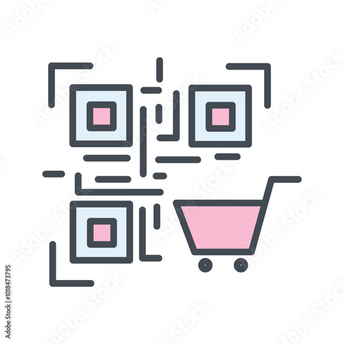 QR Code Shopping Vector Icon