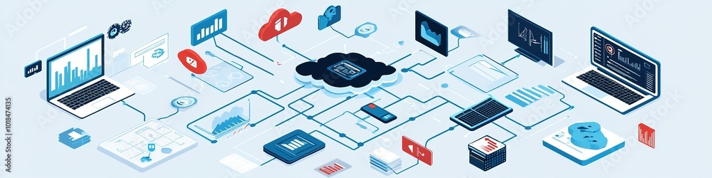 An abstract isometric design representing cloud services, specifically tailored for blogs, banners, and advertisements. This AI-generated wallpaper features a high-tech background that embodies the e An abstract isometric design representing cloud services, specifically tailored for blogs, banners, and advertisements. This AI-generated wallpaper features a high-tech background that embodies the e