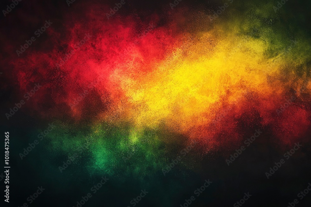 Abstract Background with Red, Yellow, and Green Powder Explosions Abstract Background with Red, Yellow, and Green Powder Explosions