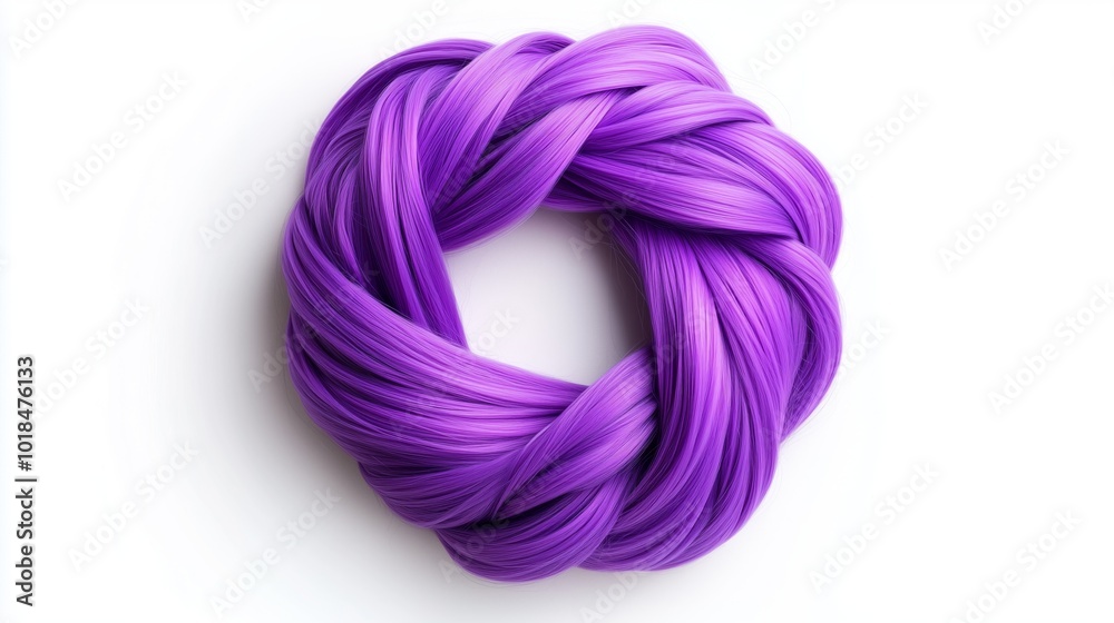 Vibrant Purple Twisted Braids in Creative Design on white background Vibrant Purple Twisted Braids in Creative Design on white background