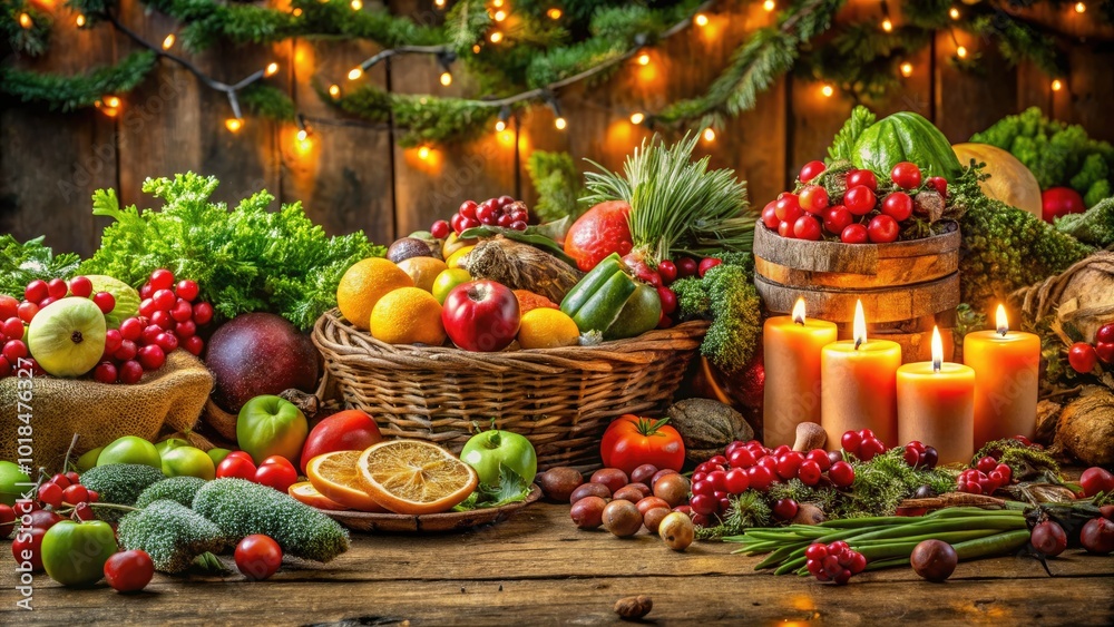 A delightful assortment of nutritious Christmas dishes showcased elegantly on a rustic wooden table, evoking a joyful spirit for a memorable holiday gathering. A delightful assortment of nutritious Christmas dishes showcased elegantly on a rustic wooden table, evoking a joyful spirit for a memorable holiday gathering.