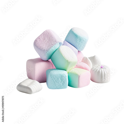 marshmallows on white background