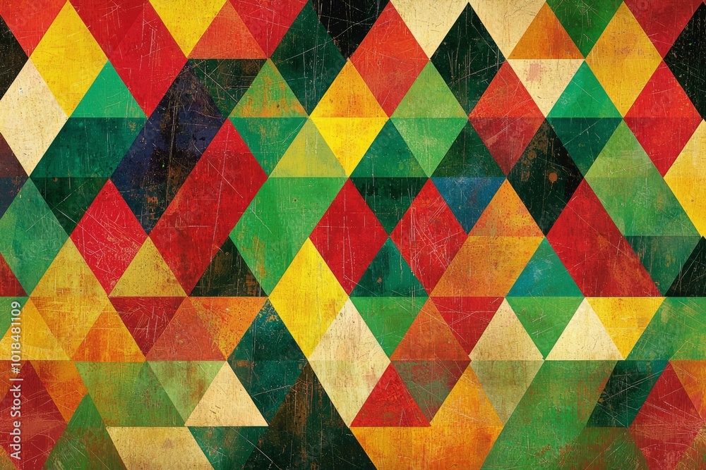 Abstract Geometric Pattern with Scratched and Distressed Triangles Abstract Geometric Pattern with Scratched and Distressed Triangles
