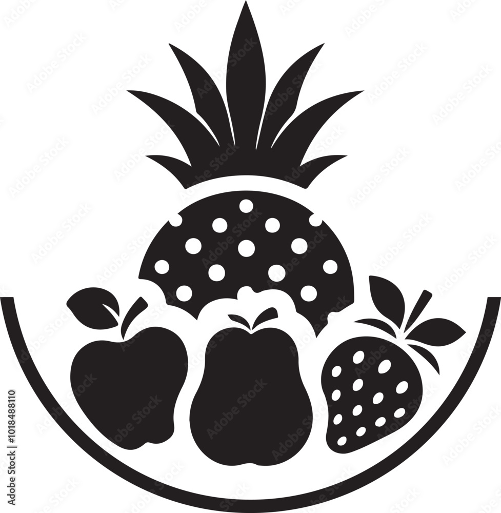 fruit logo silhouette vector design with white fruit logo silhouette vector design with white