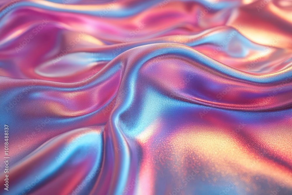 Fototapeta premium iridescent holographic background with smooth color transitions rainbow metallic sheen futuristic abstract pattern subtle light refraction