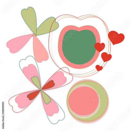 Whimsical Floral Hearts: Playful Abstract Love Design
