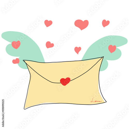 Love Letter Envelope with Hearts: Romantic Message Concept