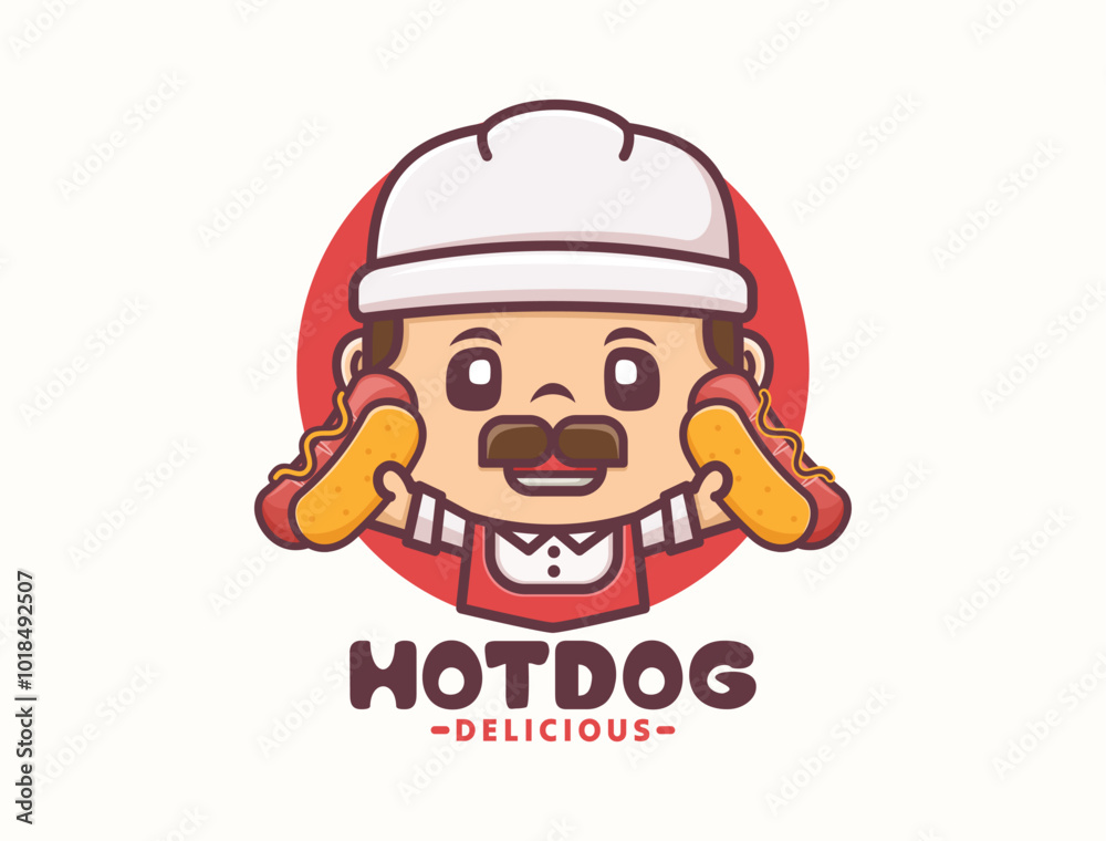 hot dog cartoon mascot, fast food template logo design hot dog cartoon mascot, fast food template logo design
