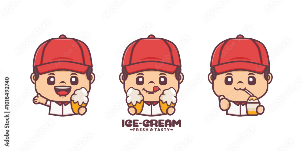 cute cartoon mascot design with ice cream cute cartoon mascot design with ice cream