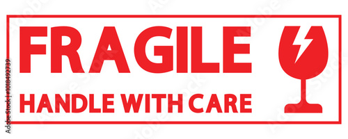 red sticker fragile handle with care vector