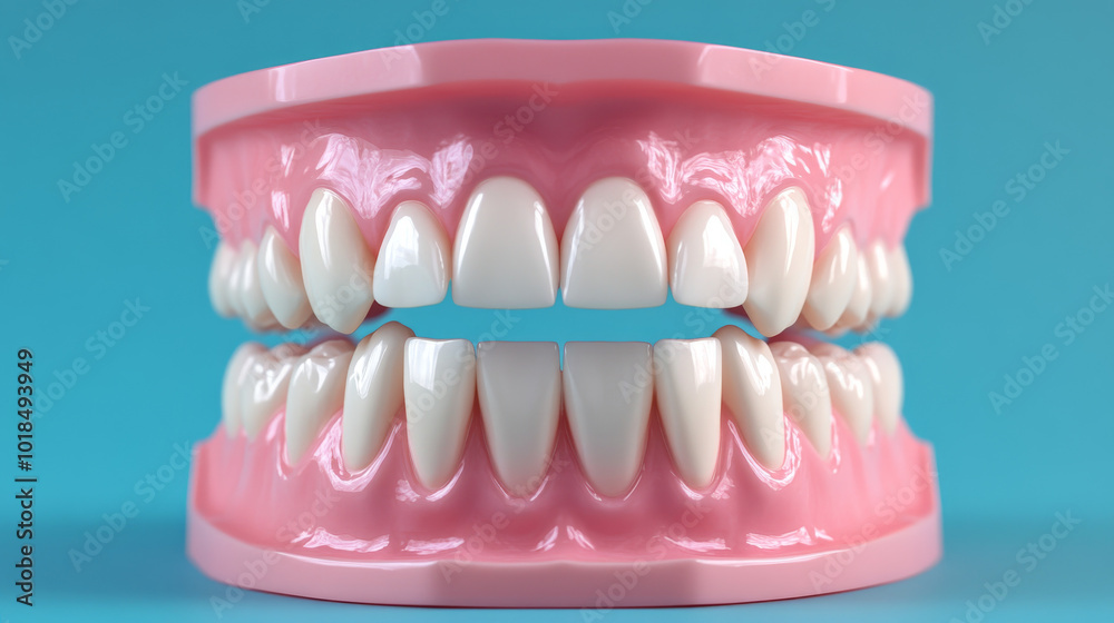 Fototapeta premium A dental impression shows how your teeth fit together. This helps dentists understand problems like misaligned bites and plan orthodontic treatment to fix them.