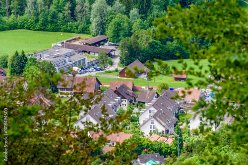 Zurich suburbs, swiss villages overlook from Uetliberg photo