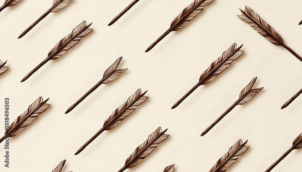 Delicate hand-drawn arrows pointing in various directions, scattered across a soft beige backdrop