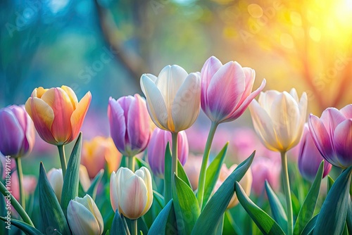 Gentle spring pastels intertwine harmoniously, creating an elegant abstract backdrop that exudes serenity and softness, perfect for evoking calmness and beauty in any setting.