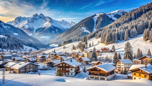 Snow-covered village of Kirchberg in Tirol