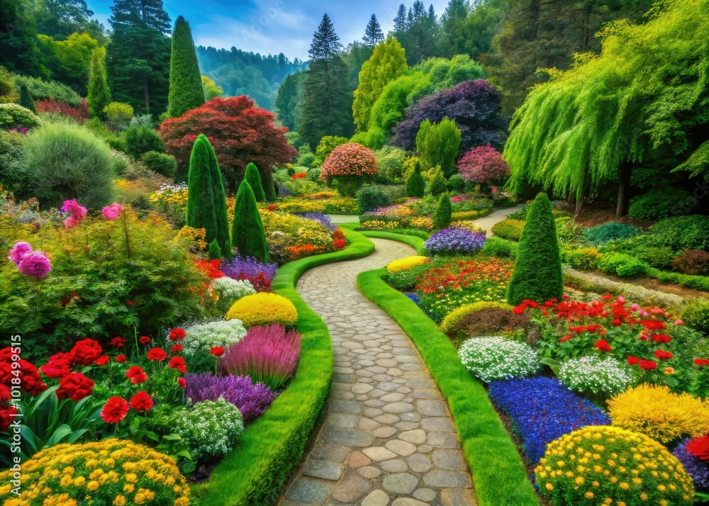 Immerse yourself in a serene garden adorned with colorful blooms, rich greenery, and calming pathways designed for ultimate relaxation and a peaceful escape. Immerse yourself in a serene garden adorned with colorful blooms, rich greenery, and calming pathways designed for ultimate relaxation and a peaceful escape.