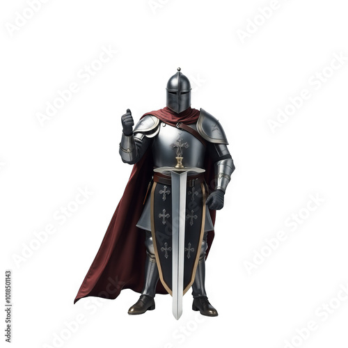 Medieval Knight Illustration on Transparent Background for Design Projects and Overlays